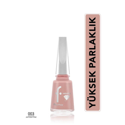 Flormar Higloss Long-Lasting Gel Look Nail Polish 003 Antique Pink by Beauty Care Bag