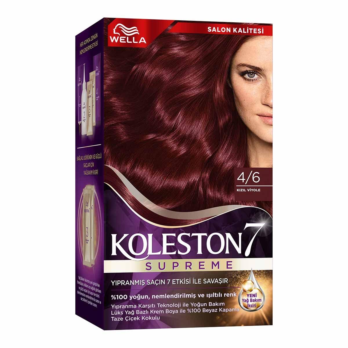 Wella Koleston Supreme 4/6 Kõzõl Viyole: Radiant Red Violet Hair Dye Kit - Long Lasting Color, Intense Shine & Deep Conditioning by Beauty Care Bag