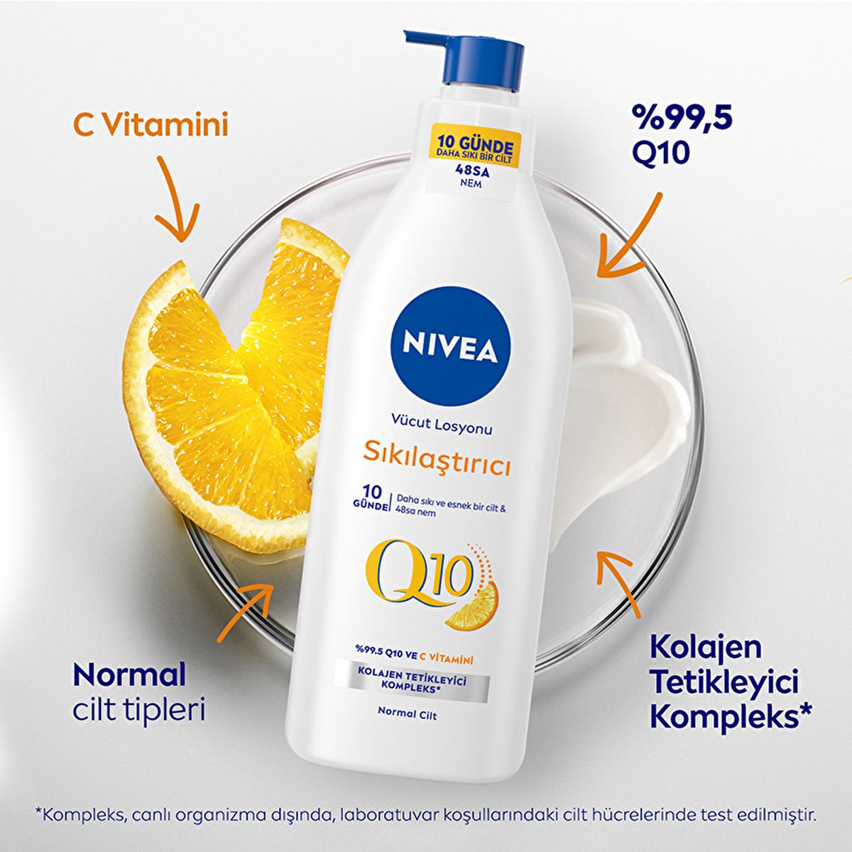 Nivea Q10 Firming Body Lotion - Visibly Tightens Skin in 10 Days, Intense 48-Hour Moisture - With Vitamin C & Collagen Booster, Fast Absorbing by Beauty Care Bag