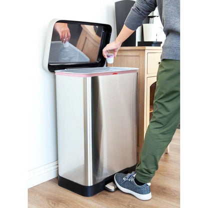 20-gallon stainless steel kitchen trash can with step-on lid by HomePacific