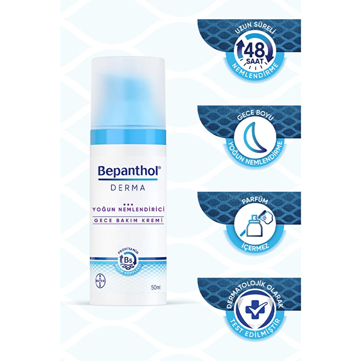 Bepanthol Derma Intense Moisturizing Night Face Cream - Repair & Soothe Dry Skin Overnight with Natural Oils for Facial Dryness Relief by Beauty Care Bag