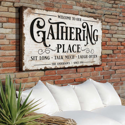 Gathering Place Personalized Sign by Tailored Canvases
