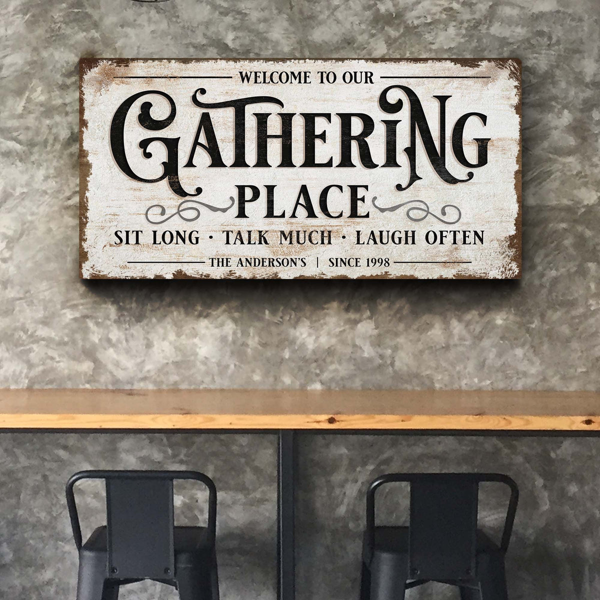 Gathering Place Personalized Sign by Tailored Canvases