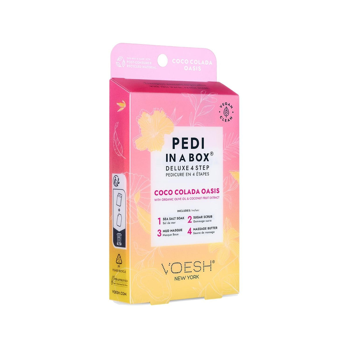 Voesh New York Deluxe Pedicure Kit - 4-Step Coco Colada Pedicure Set for Salon-Quality Foot Care at Home by Beauty Care Bag