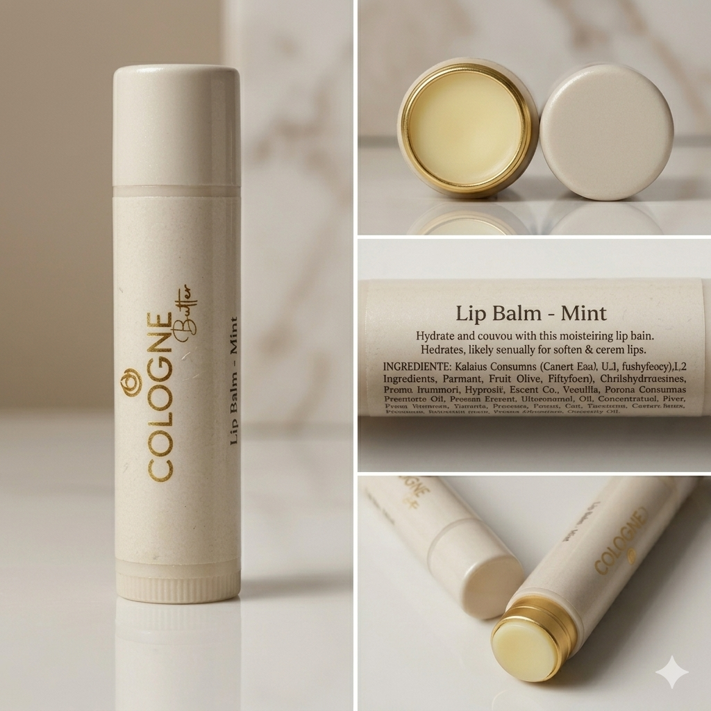 Hydrating Lip Balm – Vanilla & Mint | Moisturizing Lip Care with Castor, Avocado & Olive Oils | Repair Dry Chapped Lips | Smooth & Nourishing Lip Balm by CB
