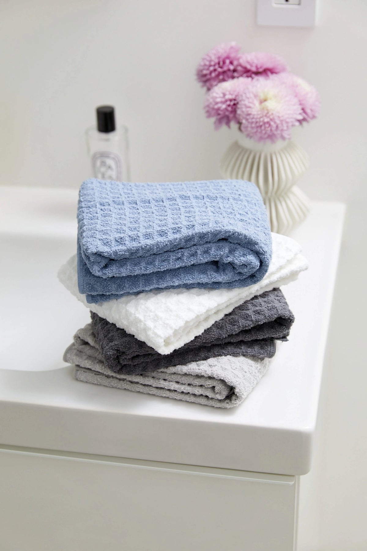 Cloud Waffle Geometry Bath Towel & Washcloth by Rust & Cinder
