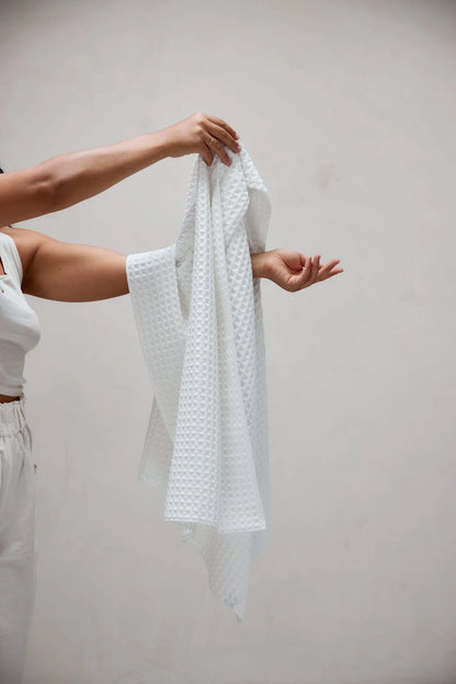 Cloud Waffle Geometry Bath Towel & Washcloth by Rust & Cinder