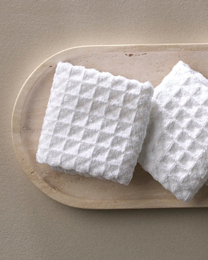 Cloud Waffle Geometry Bath Towel & Washcloth by Rust & Cinder