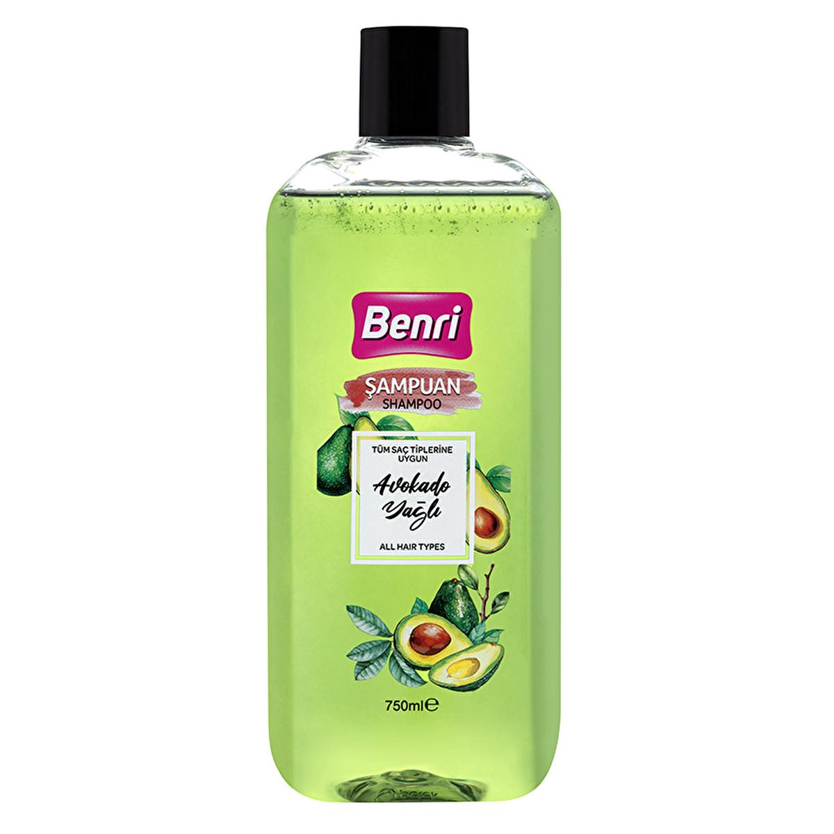 Benri Avocado Oil Shampoo 750ml - Moisturizing, Shine Enhancing, and Detangling Formula for Dry, Damaged Hair by Beauty Care Bag