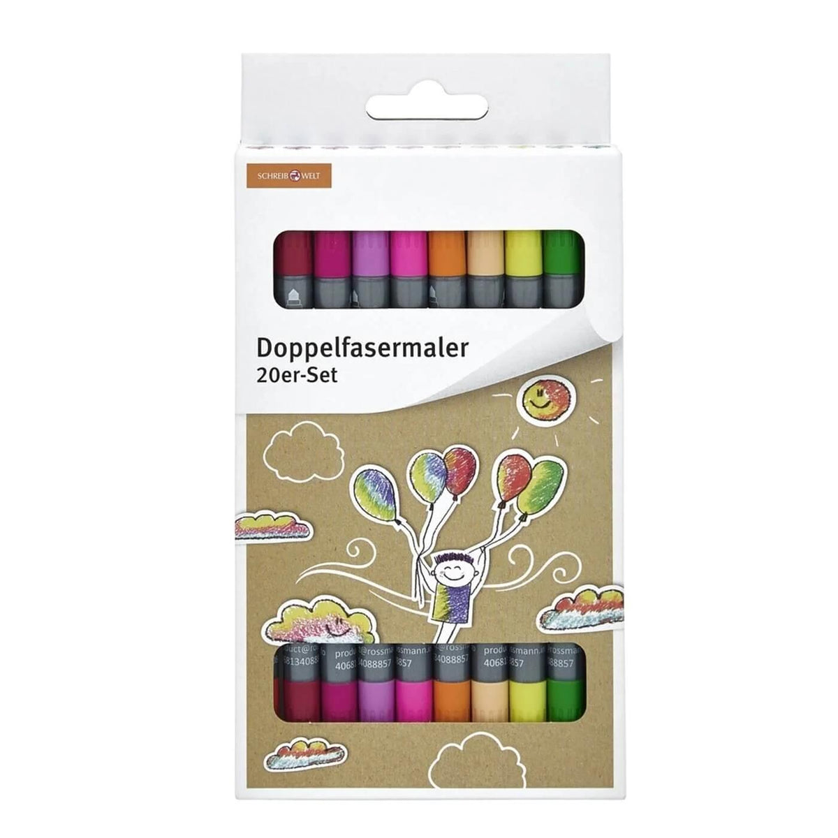 Schreibwelt Double-Sided Felt-Tip Pens for Drawing 20-Pack by Beauty Care Bag