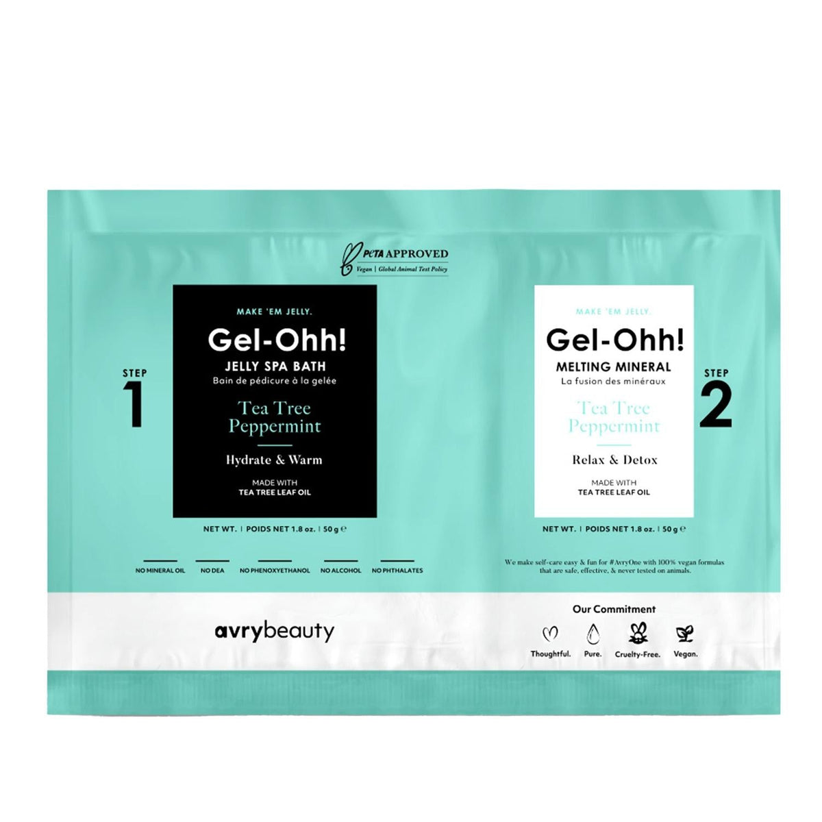 Voesh New York Gel-Ohh. Jelly Spa Pedicure Set Tea Tree Peppermint - Relaxing At-Home Pedicure Experience by Beauty Care Bag