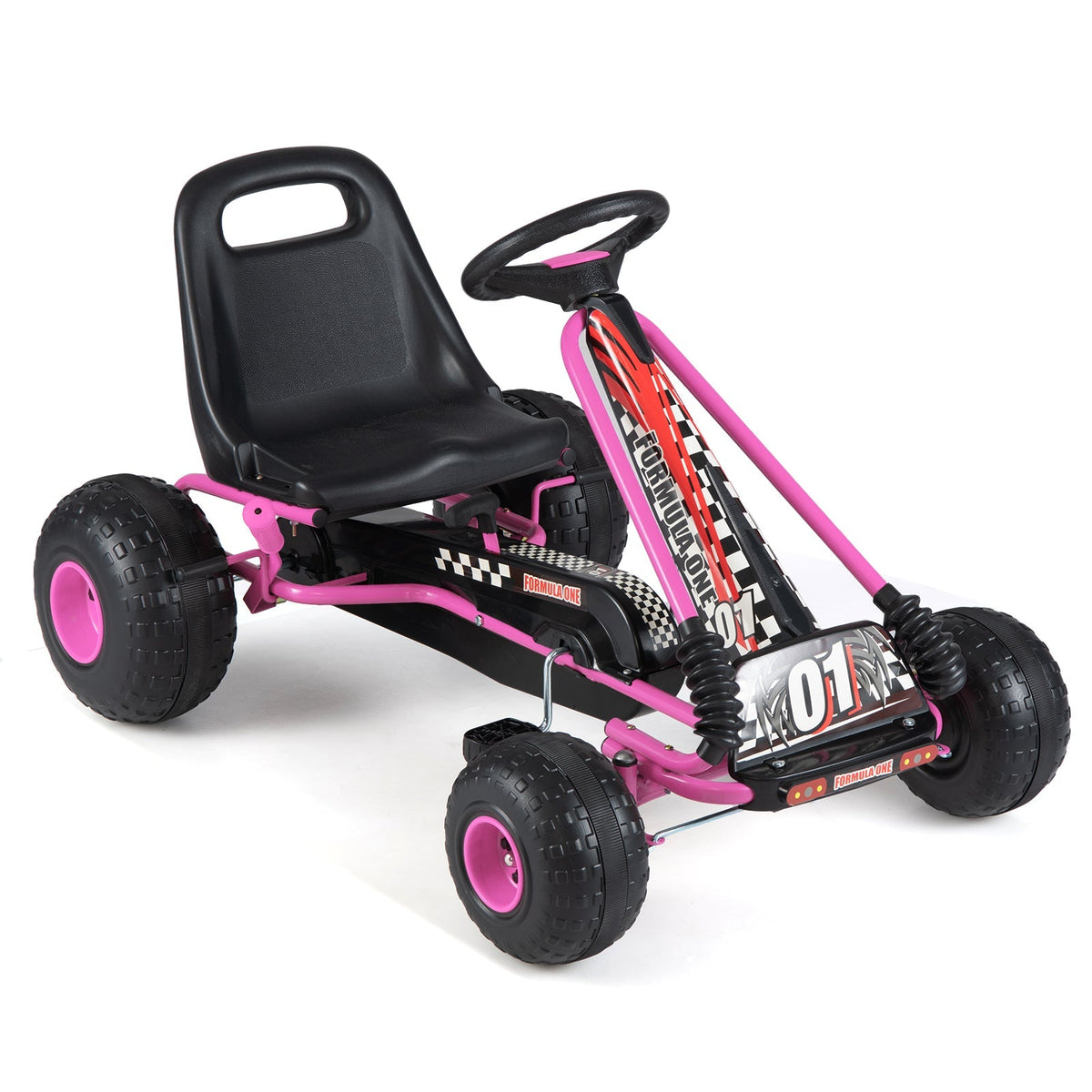 Go Kart for Kids 4 Wheels Pedal with Adjustable Seat and Multi-Terrain Wheels by GBruno Store