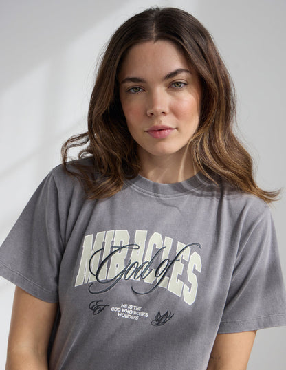 God of Miracles Cropped Women's Tee by Elevated Faith
