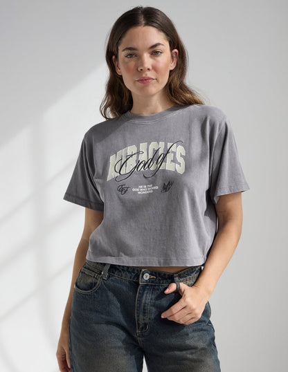 God of Miracles Cropped Women's Tee by Elevated Faith