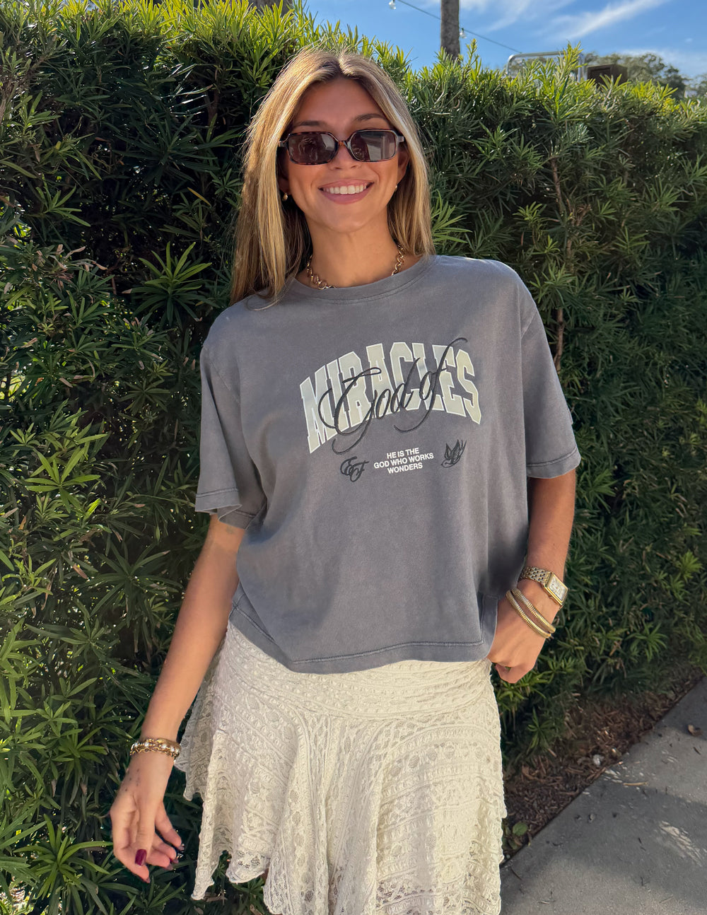 God of Miracles Cropped Women's Tee by Elevated Faith