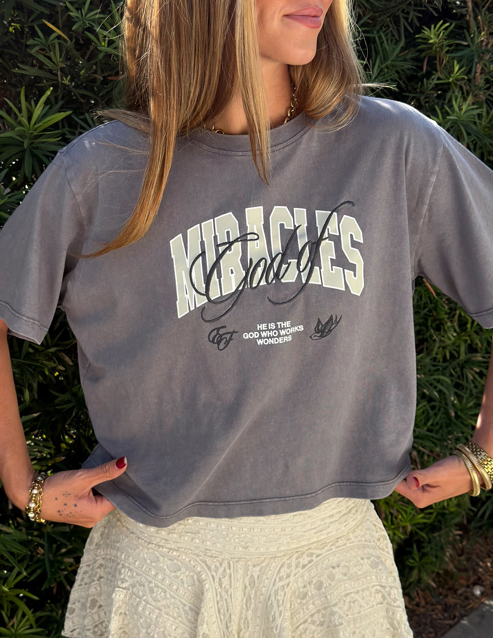 God of Miracles Cropped Women's Tee by Elevated Faith