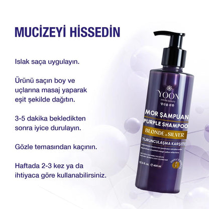 Yoon Anti-Brassiness Purple Shampoo for Blonde Hair 400 ml by Beauty Care Bag