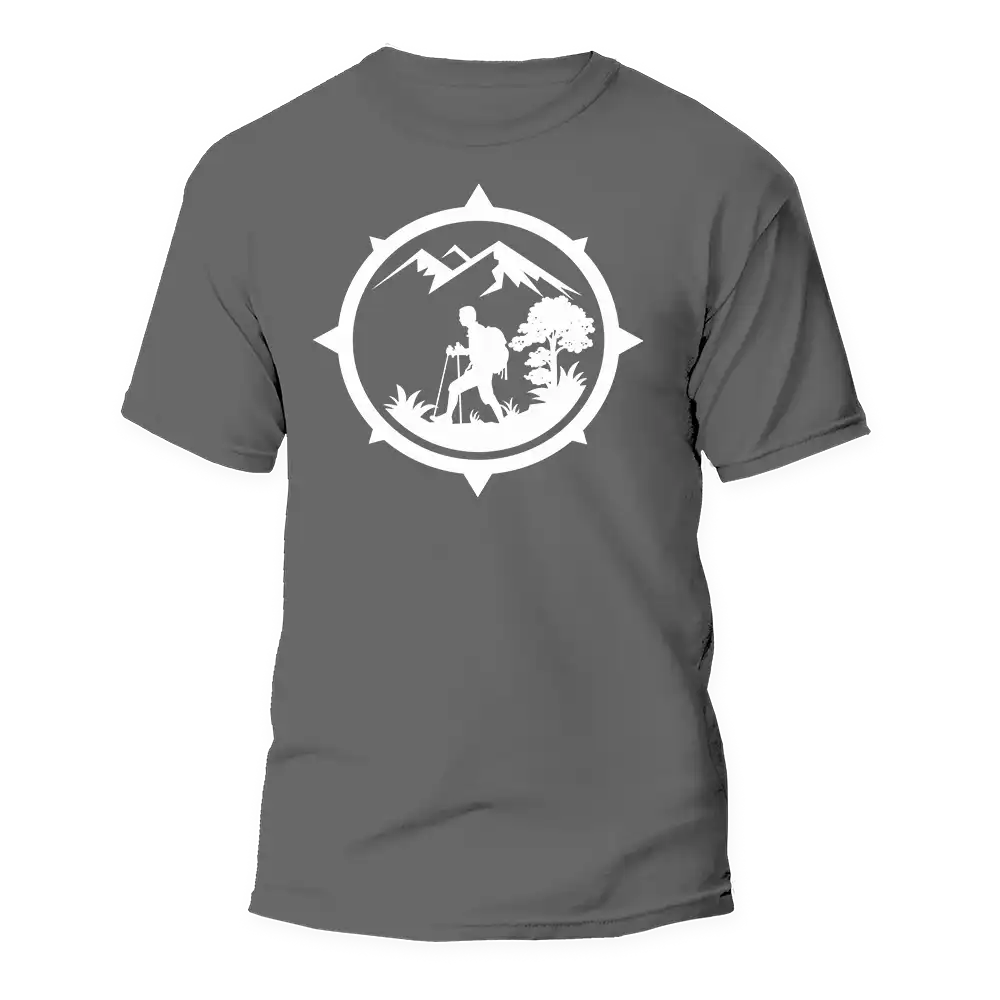 Hiking Mountain Compass Man T-Shirt by Outdoorzees