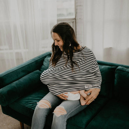 Multi-use Cover, White/Navy Stripes by Parker Baby Co.