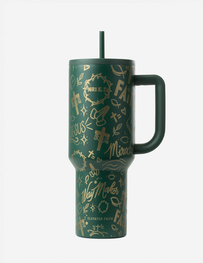 Green Allover Print 40 oz Ascend Tumbler by Elevated Faith