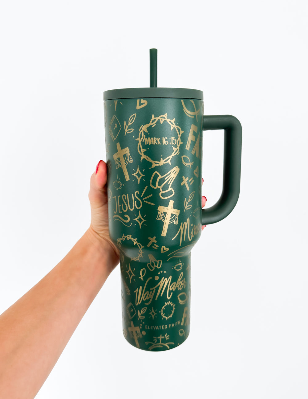 Green Allover Print 40 oz Ascend Tumbler by Elevated Faith
