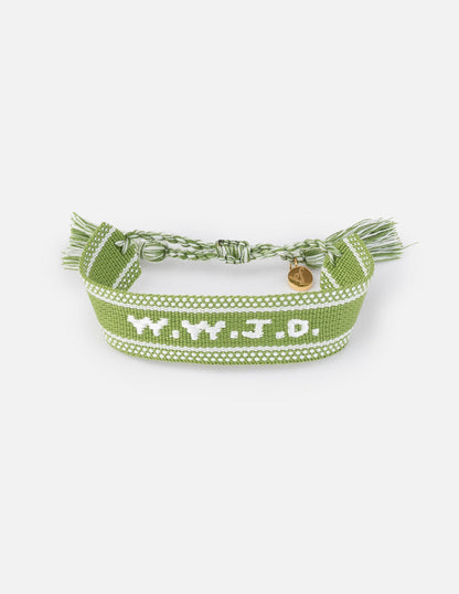 Green WWJD Embroidered Bracelet by Elevated Faith
