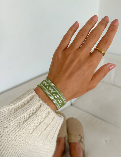 Green WWJD Embroidered Bracelet by Elevated Faith