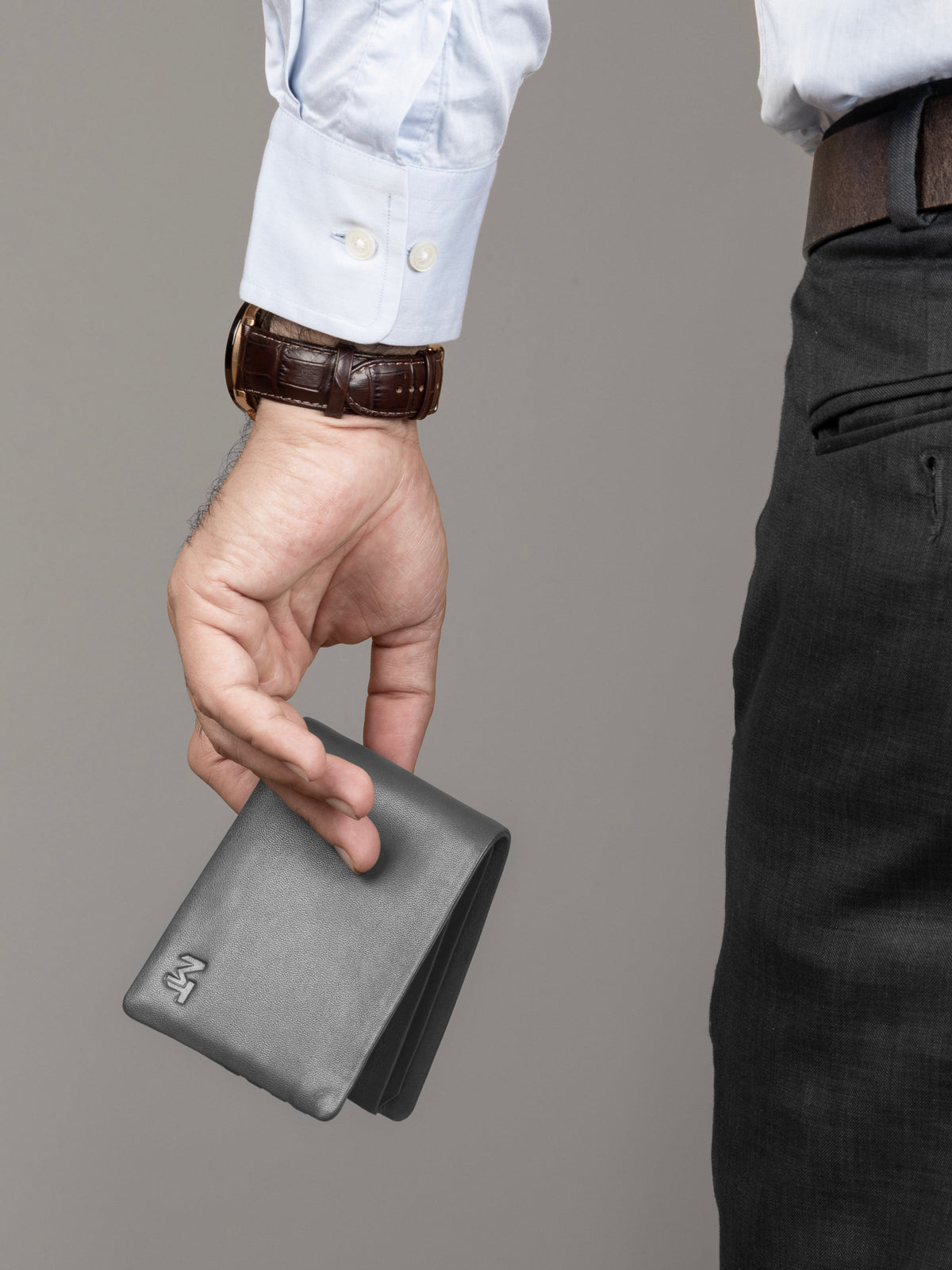 Gray Duke Bifold Wallet by Classy Leather Bags