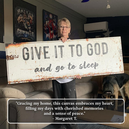 Give It to God and Go to Sleep – Rustic Christian Wall Art for Peaceful Nights by Tailored Canvases