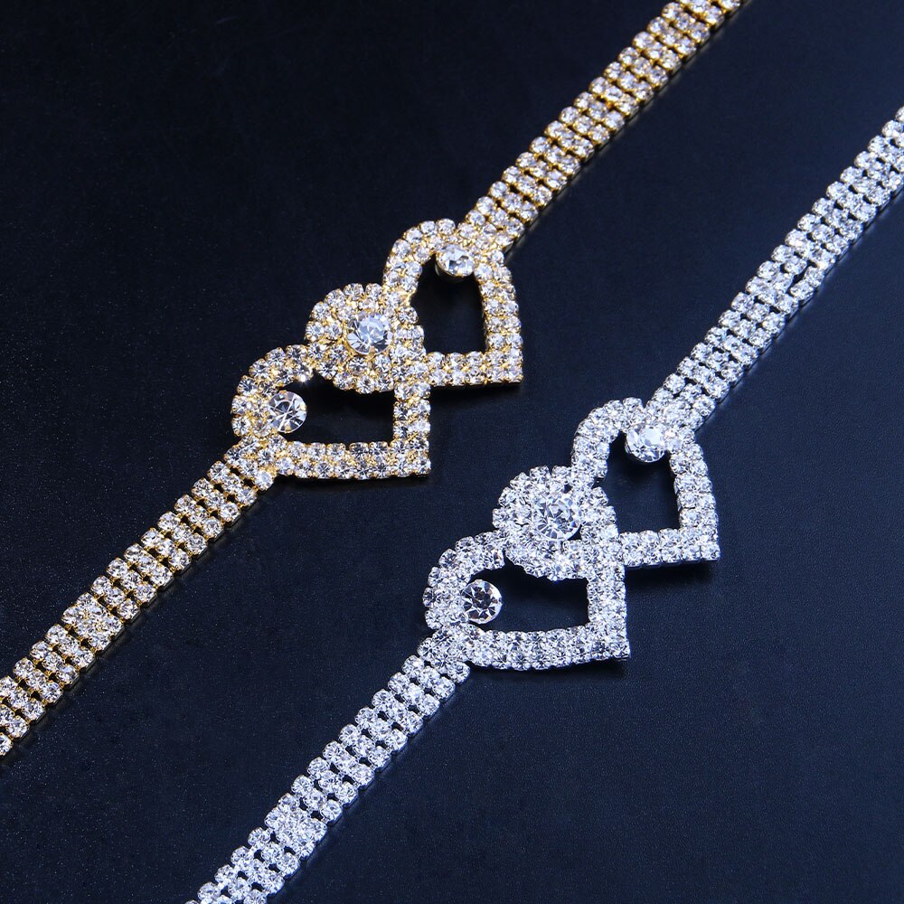 Double Heart Anklet Bracelet for Women Beach Ankles Jewelry by Red Iphigenia