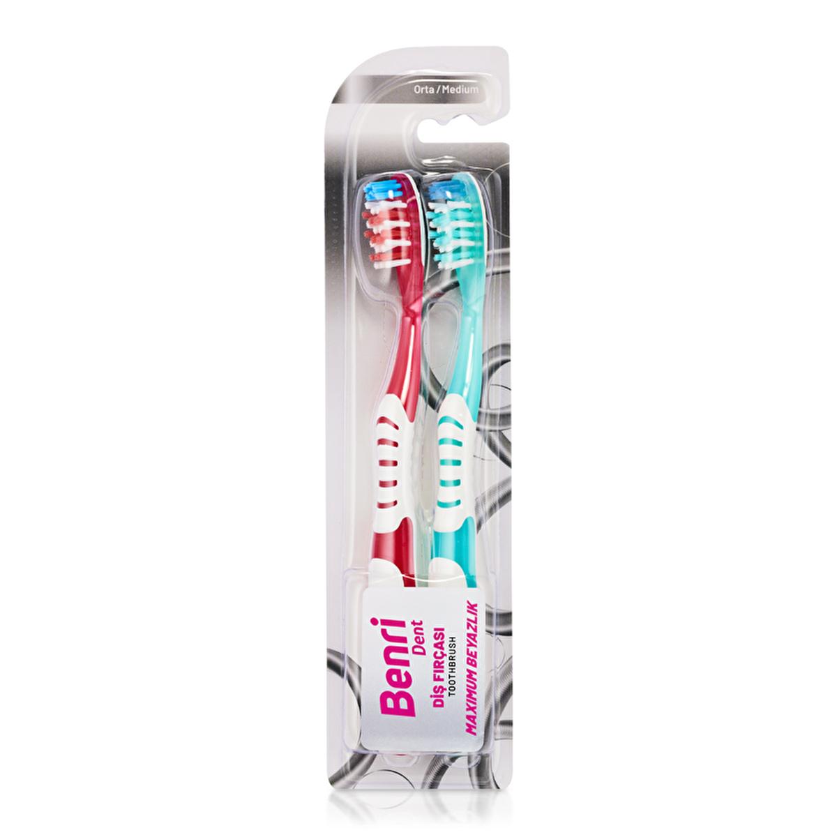 Benri Manual Toothbrush for Adults - ISO Compliant, Soft Bristles, Rubber Grip by Beauty Care Bag