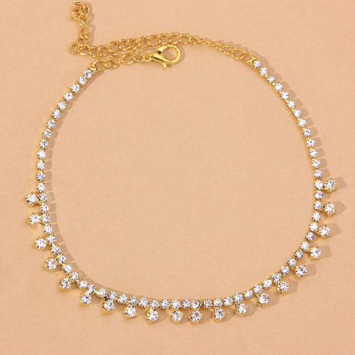 Rhinestone Water Drop Anklet Foot Jewelry for Women Silver/Gold by Red Iphigenia