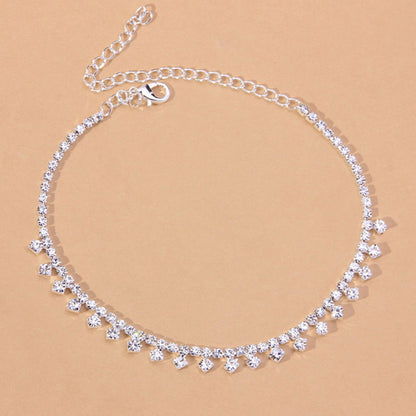 Rhinestone Water Drop Anklet Foot Jewelry for Women Silver/Gold by Red Iphigenia