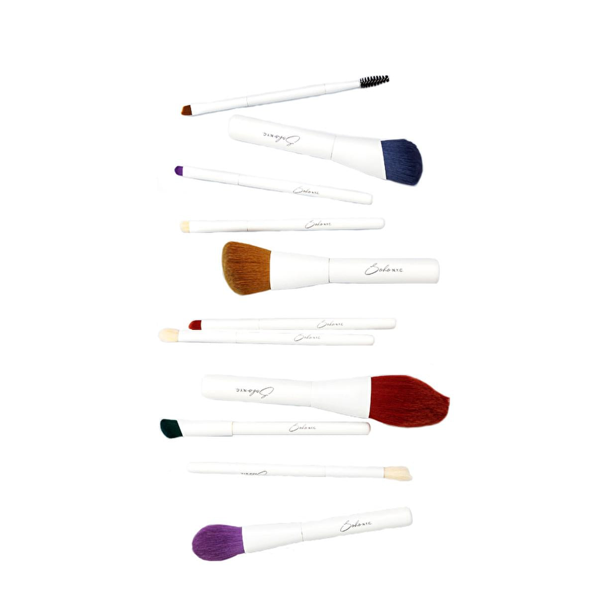 Soho N.Y.C. Vegan Makeup Brush Set - 11 Piece Cruelty-Free Synthetic Brushes for Flawless Application by Beauty Care Bag