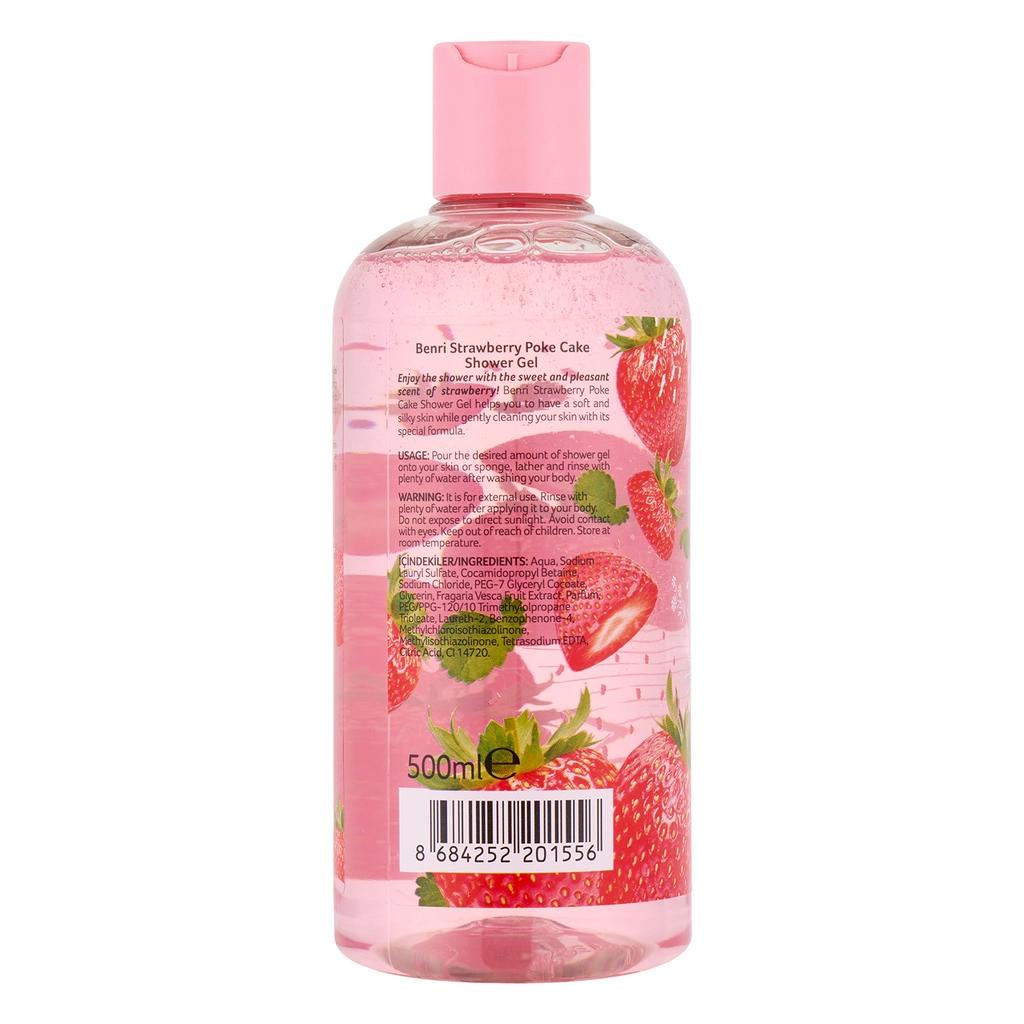 Benri Strawberry Poke Cake Shower Gel 500 ml by Beauty Care Bag