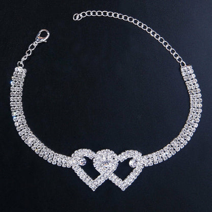 Double Heart Anklet Bracelet for Women Beach Ankles Jewelry by Red Iphigenia
