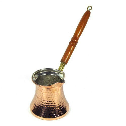 Turkish Coffee Pot (cezve/ibrik) With Wooden Handle - Medium 10 Oz - B0114D5UBU by Beauty Care Bag