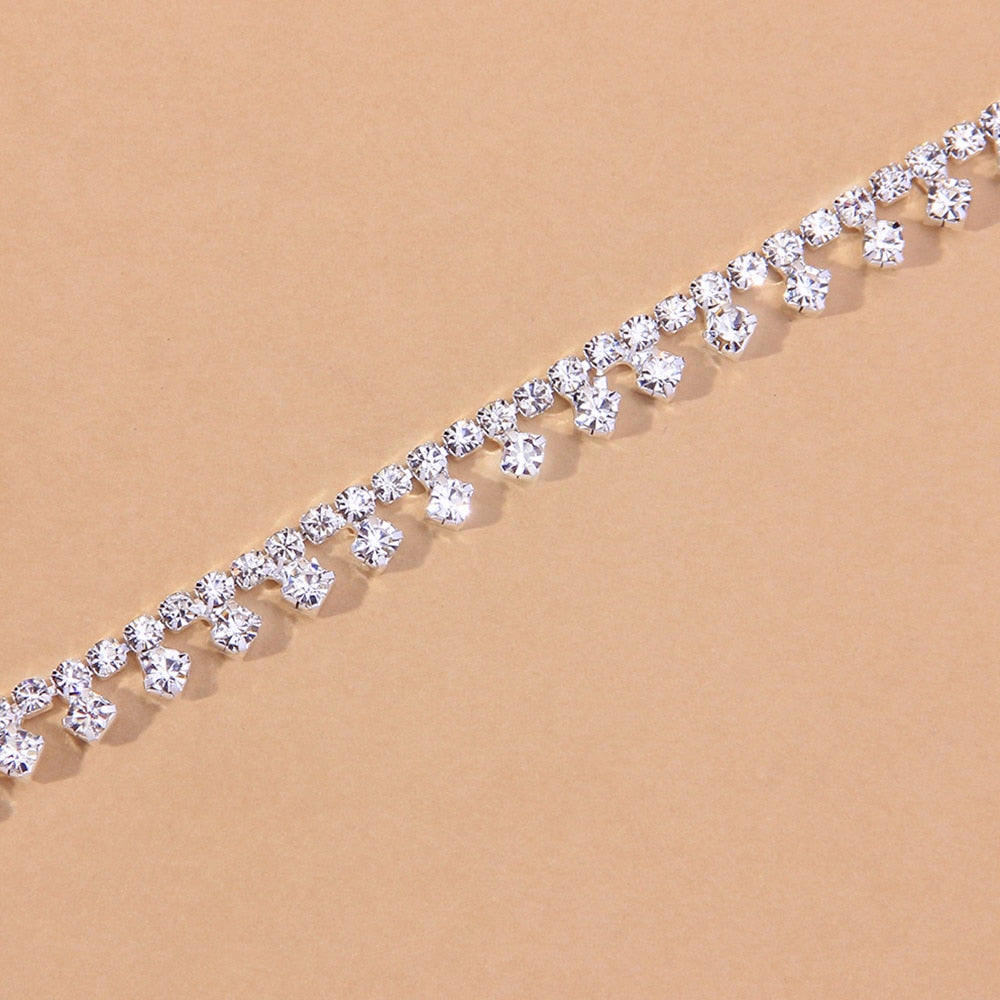 Rhinestone Water Drop Anklet Foot Jewelry for Women Silver/Gold by Red Iphigenia
