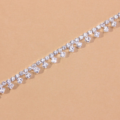 Rhinestone Water Drop Anklet Foot Jewelry for Women Silver/Gold by Red Iphigenia