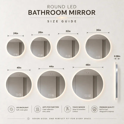 Round Backlit LED BATHROOMS Vanity Mirrors With Dimmable Lights by HAUSVITA