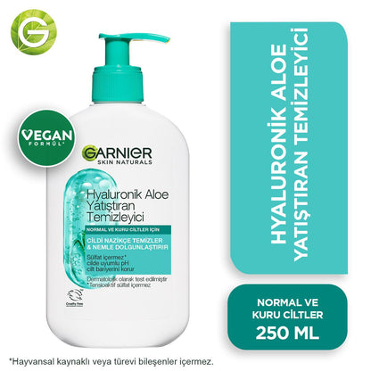 Garnier Hyaluronic Aloe Vera Facial Cleanser: Hydrating, Soothing Vegan Face Wash for Sensitive Skin - Sulfate-Free, 8.45 fl oz by Beauty Care Bag