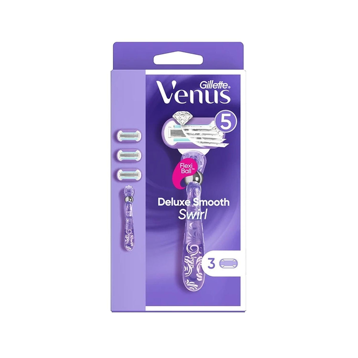 Gillette Venus Swirl women's razor with 3 replacement blades