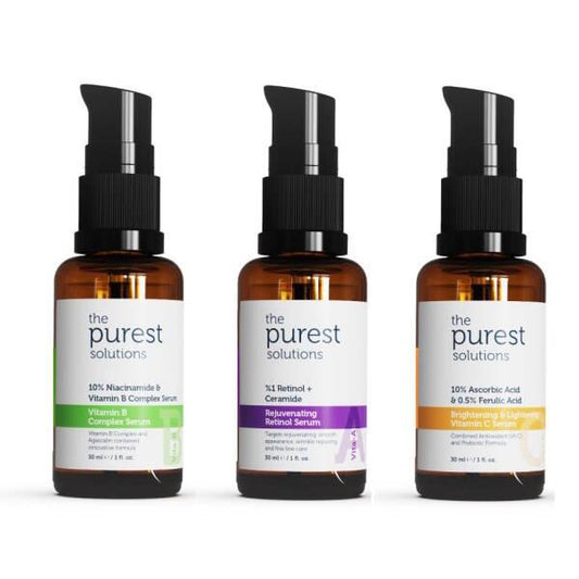 The Purest Solutions serum set with vitamin C, retinol and vitamin B serums