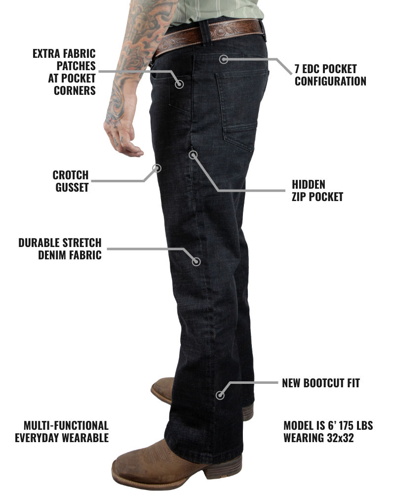 Hideout Denim Boot Cut - Black by Off The Grid Surplus
