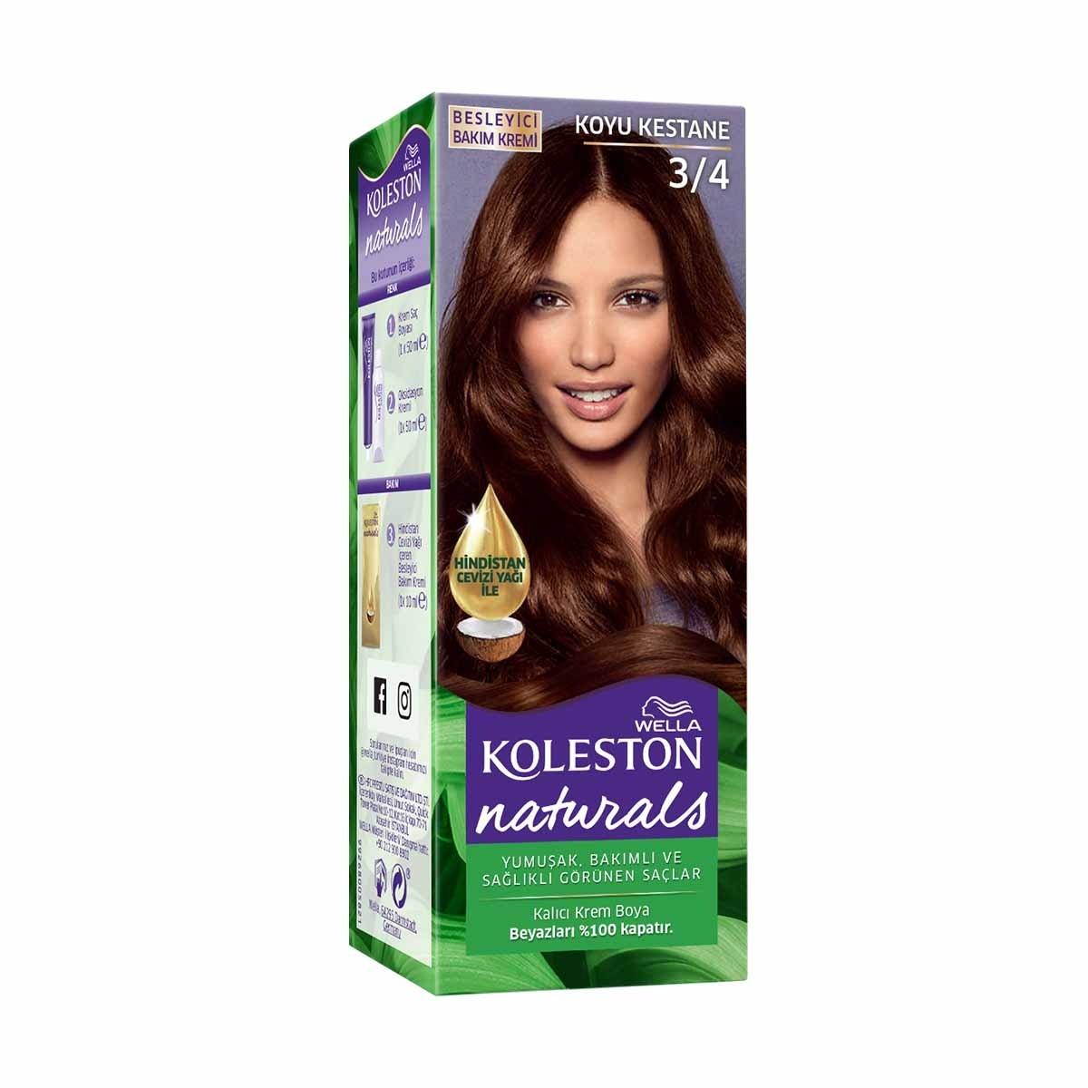 Wella Koleston Naturals Dark Brown Hair Dye - Perfect Gray Coverage & Coconut Oil Nourishment for Intense Color by Beauty Care Bag