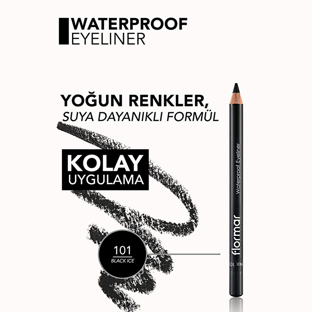 Flormar Mat Eyeliner - Waterproof & Intense Pigment, Long-Lasting Eye Makeup for Precise Look by Beauty Care Bag