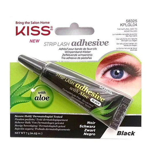 Kiss Black Eyelash Adhesive: 16-Hour Hold, Aloe Vera Infused - Long-Lasting False Eyelash Glue for Sensitive Eyes by Beauty Care Bag