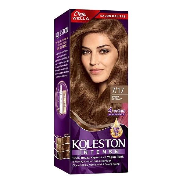 Koleston Intense 7/17 Iced Chocolate Hair Dye: 100% Gray Coverage, Long Lasting Color & Argan Oil Conditioner for Intense Shine by Beauty Care Bag