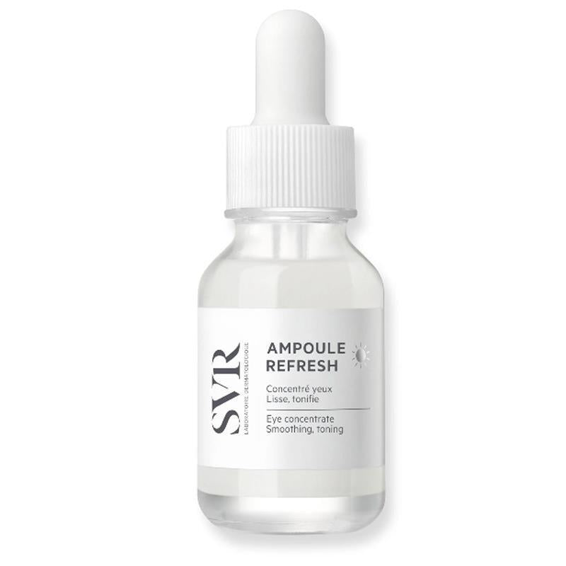 SVR Ampoule Refresh: Anti-Wrinkle Eye Cream - Reduce Fine Lines, Moisturize & Refresh Sensitive Skin - Caffeine + Metal Applicator by Beauty Care Bag