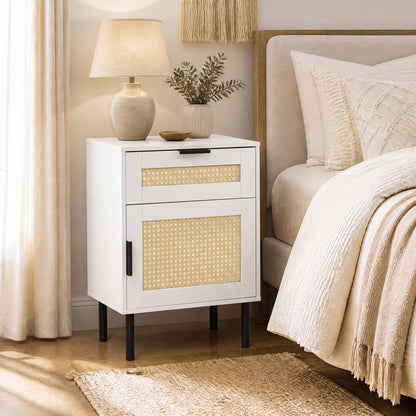 Rattan Nightstand with Drawer and Storage Cabinet by DirectDeals